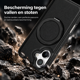 Perfeqt iPhone 17 BackCover met Kickstand & Keyring houder - Timeless Black