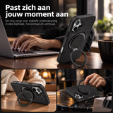 Perfeqt iPhone 17 BackCover met Kickstand & Keyring houder - Timeless Black