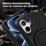Perfeqt iPhone 17 BackCover met Kickstand & Keyring houder - Timeless Black