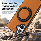 Perfeqt iPhone 17 BackCover met Kickstand & Keyring houder - Rich Brown