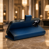 iPhone 17 leren Solid Bookcase - Midnight Blue
