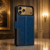 Pulledro iPhone 17 Pro Max Lederen BookCase van Echt Leer - MagSafe - RFID - Midnight Blue