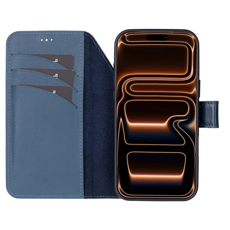 iPhone 17 Pro Uitneembaar leren Bookcase - Midnight Blue