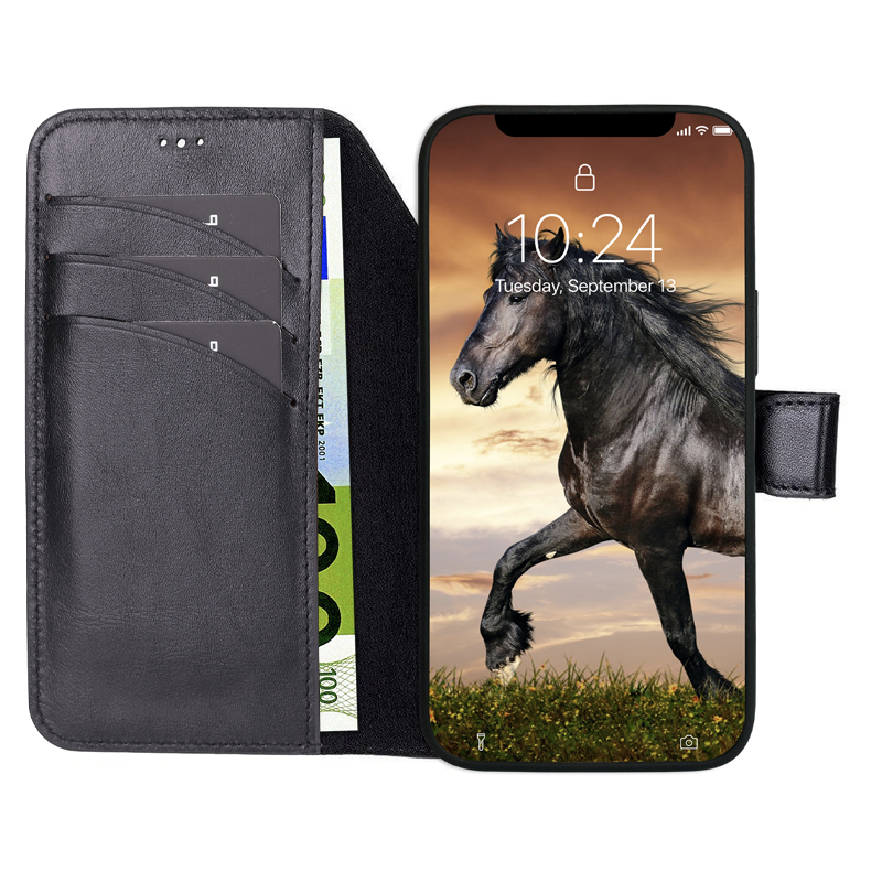 iPhone 17 Pro Uitneembaar leren Bookcase - Rustic Black