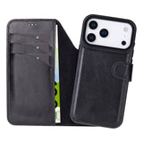 iPhone 17 Pro Uitneembaar leren Bookcase - Rustic Black