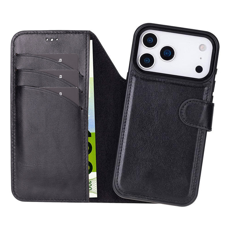 iPhone 17 Pro Uitneembaar leren Bookcase - Rustic Black