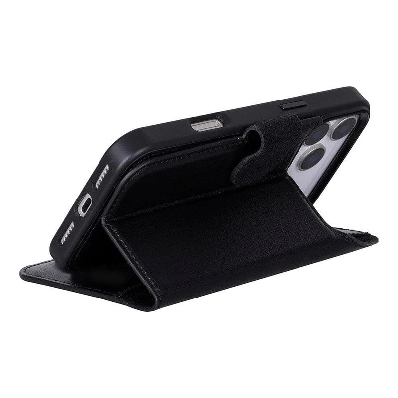 iPhone 17 Pro Uitneembaar leren Bookcase - Rustic Black