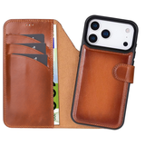 iPhone 17 Pro Max Uitneembaar leren Bookcase - Burned Cognac