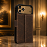 iPhone 17 Pro leren Solid Bookcase - Antic Coffee
