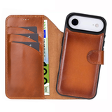 iPhone Air Uitneembaar leren Bookcase - Burned Cognac