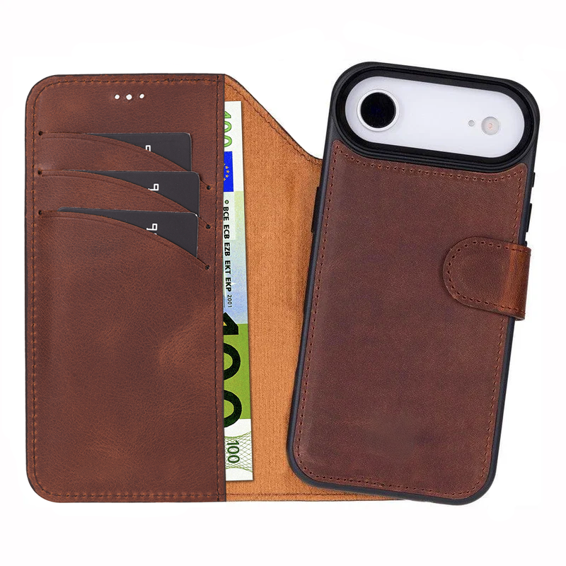 iPhone Air Uitneembaar leren Bookcase - Antic Coffee