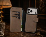 iPhone 17 Pro Max Uitneembaar leren Bookcase - Antic Coffee