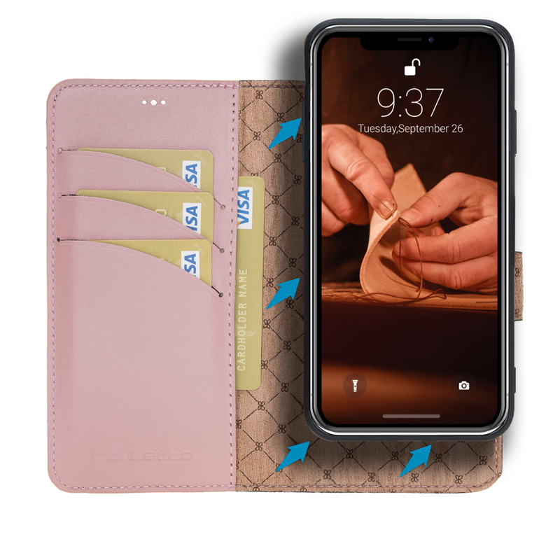Bouletta - iPhone 12 (Pro) - Uitneembare BookCase - Nude Pink