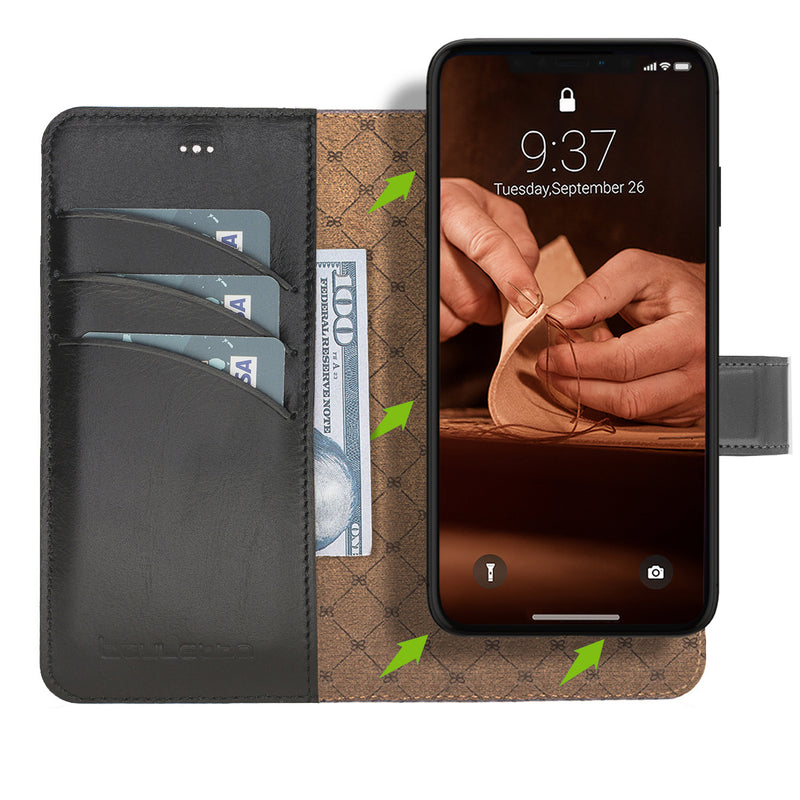Bouletta - iPhone 11 Pro Max - Uitneembare BookCase - Rustic Black
