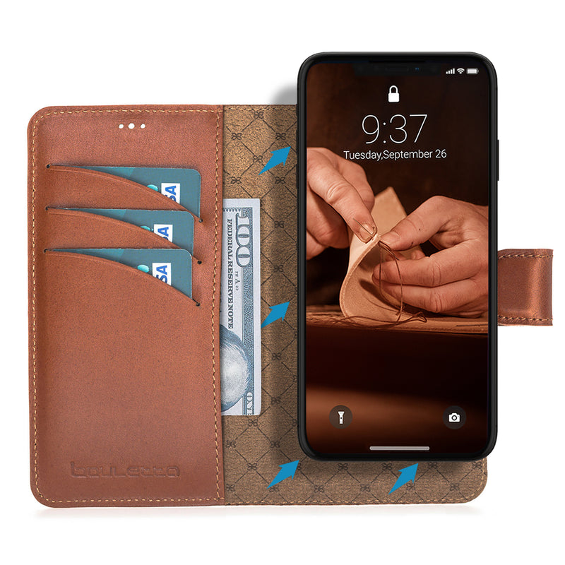 Bouletta - iPhone 13 mini - Uitneembare BookCase - Burned Cognac