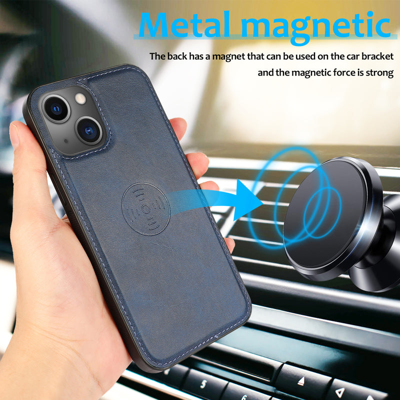 Perfeqt iPhone 14 Uitneembare PU leder hoesje met koord - Antic Blue