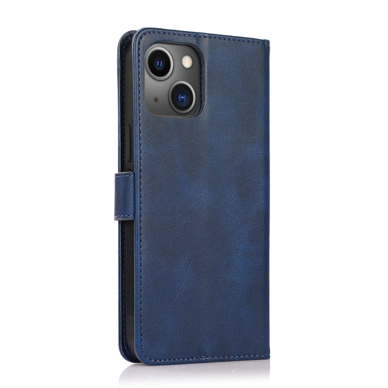 Perfeqt iPhone 14 Uitneembare PU leder hoesje met koord - Antic Blue