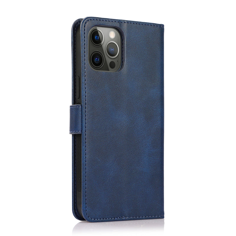 Perfeqt iPhone 14 Pro Max Uitneembare PU leder hoesje met koord - Antic Blue