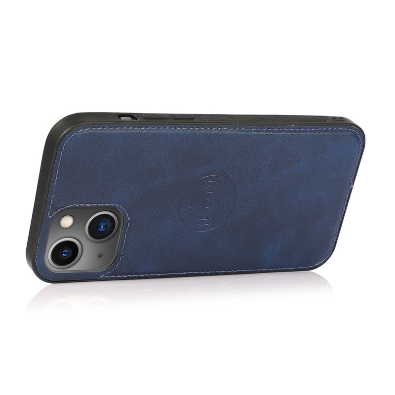 Perfeqt iPhone 14 Uitneembare PU leder hoesje met koord - Antic Blue