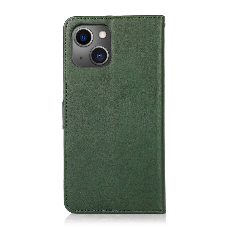 Perfeqt iPhone 14 Plus Uitneembare PU leder hoesje met koord - Dark Mint Green