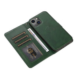 Perfeqt iPhone 14 Uitneembare PU leder hoesje met koord - Dark Mint Green