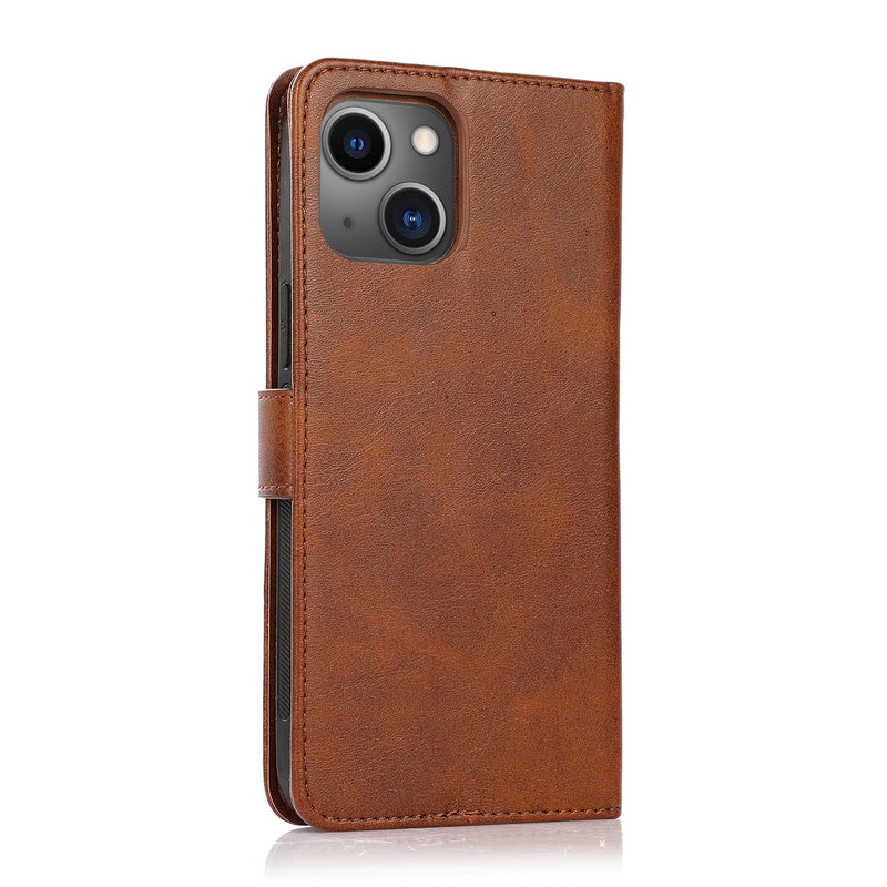 Perfeqt iPhone 14 Plus Uitneembare PU leder hoesje met koord - Antic Brown