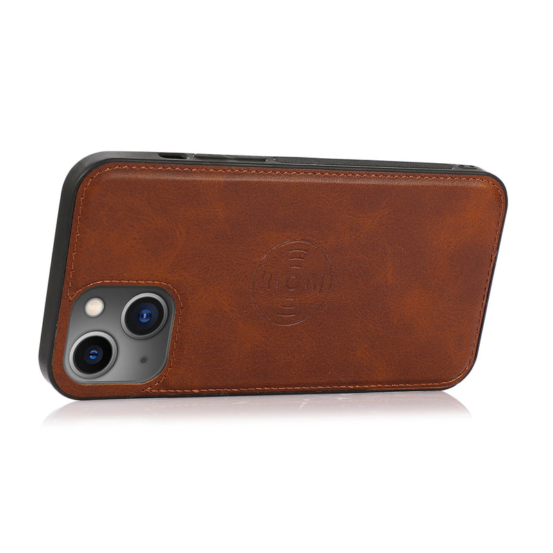 Perfeqt iPhone 14 Uitneembare PU leder hoesje met koord - Antic Brown