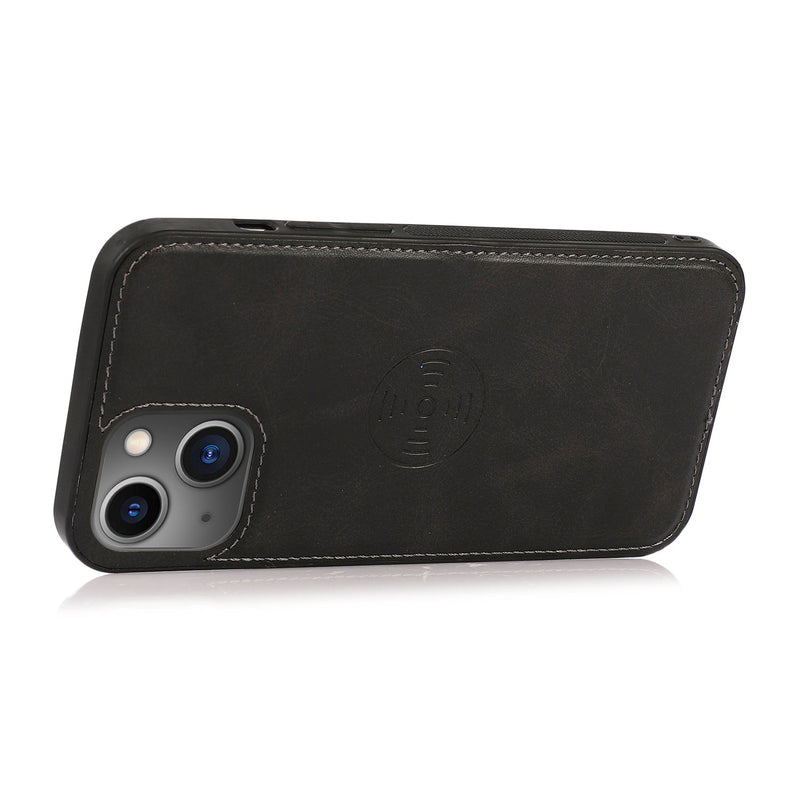 Perfeqt iPhone 14 Plus Uitneembare PU leder hoesje met koord - Natural Black