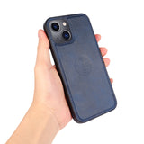 Perfeqt iPhone 14 Uitneembare PU leder hoesje met koord - Antic Blue