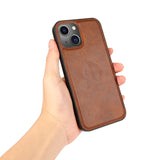 Perfeqt iPhone 14 Uitneembare PU leder hoesje met koord - Antic Brown