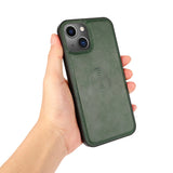 Perfeqt iPhone 14 Plus Uitneembare PU leder hoesje met koord - Dark Mint Green