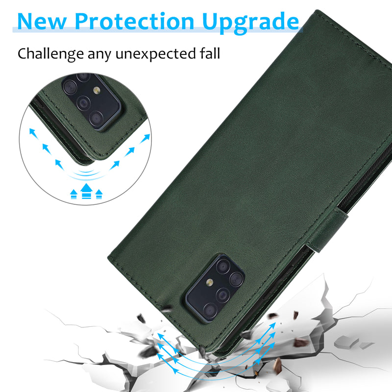 Samsung A51 Uitneembare PU leder hoesje met koord - Dark Mint Green