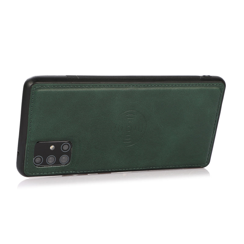 Samsung A51 Uitneembare PU leder hoesje met koord - Dark Mint Green