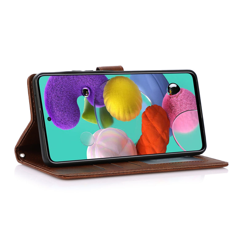 Samsung A51 Uitneembare PU leder hoesje met koord - Antic Brown