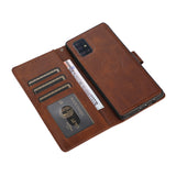 Samsung A51 Uitneembare PU leder hoesje met koord - Antic Brown