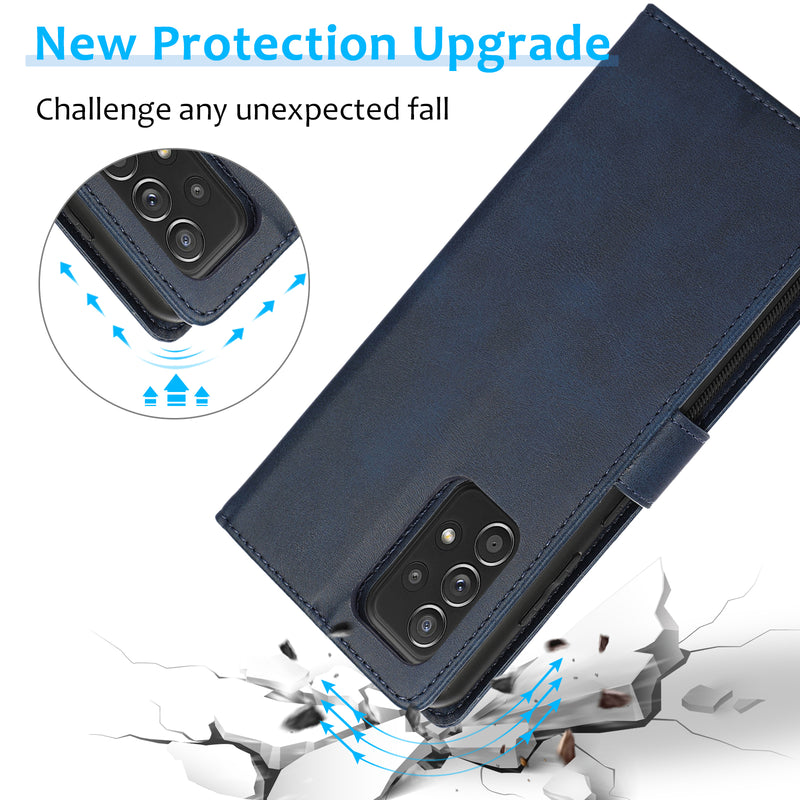 Perfeqt Samsung A52 Uitneembare PU leder hoesje met koord - Antic Blue