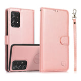 Perfeqt Samsung A52 Uitneembare PU leder hoesje met koord - Rose Gold