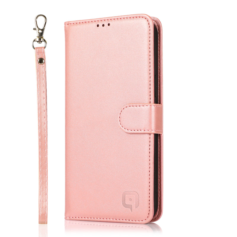 Perfeqt iPhone 14 Uitneembare PU leder hoesje met koord - Rose Gold