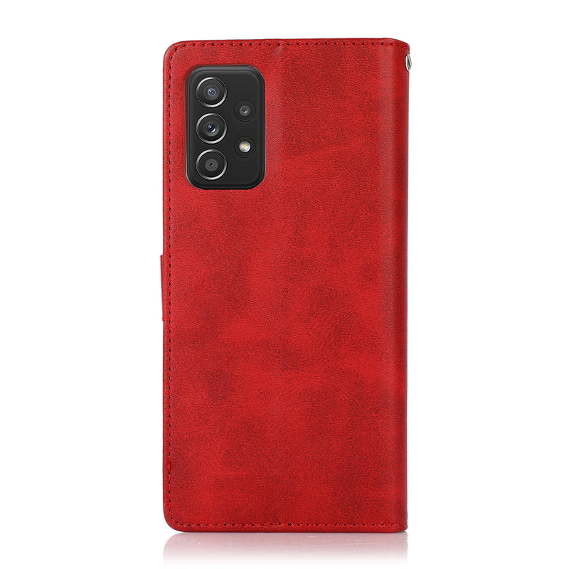 Perfeqt Samsung A52 Uitneembare PU leder hoesje met koord - Red Shade