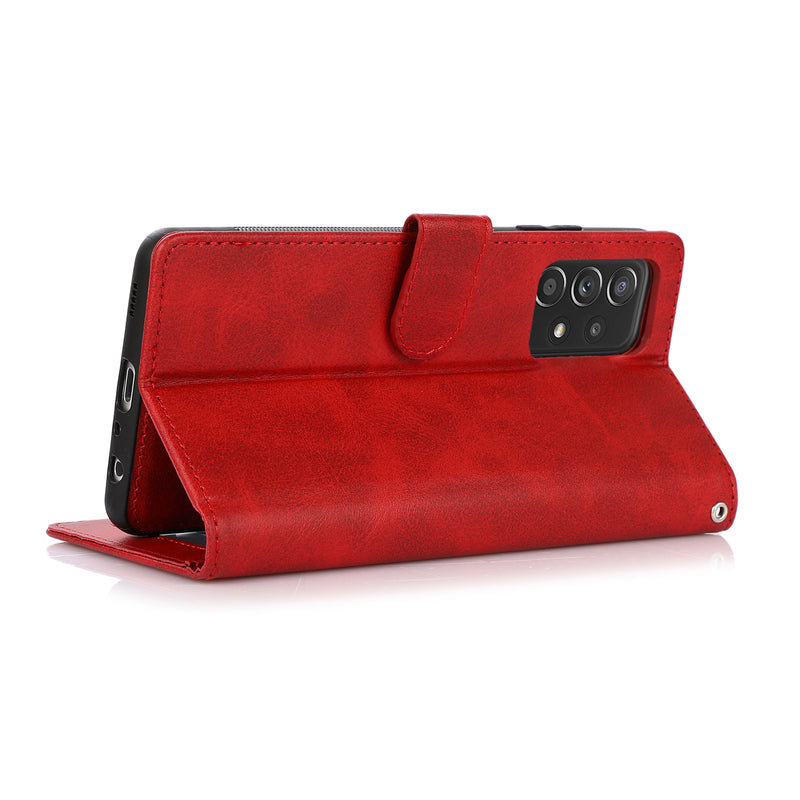 Perfeqt Samsung A52 Uitneembare PU leder hoesje met koord - Red Shade