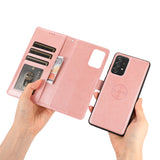 Perfeqt Samsung A52 Uitneembare PU leder hoesje met koord - Rose Gold