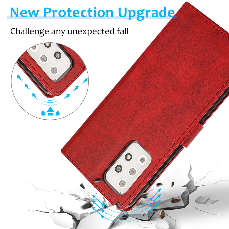 Perfeqt Samsung A72 Uitneembare PU leder hoesje met koord - Red Shade