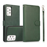 Perfeqt Samsung A73 Uitneembare PU leder hoesje met koord - Dark Mint Green