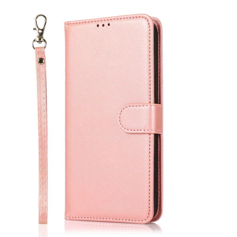 Perfeqt Samsung A73 Uitneembare PU leder hoesje met koord - Rose Gold