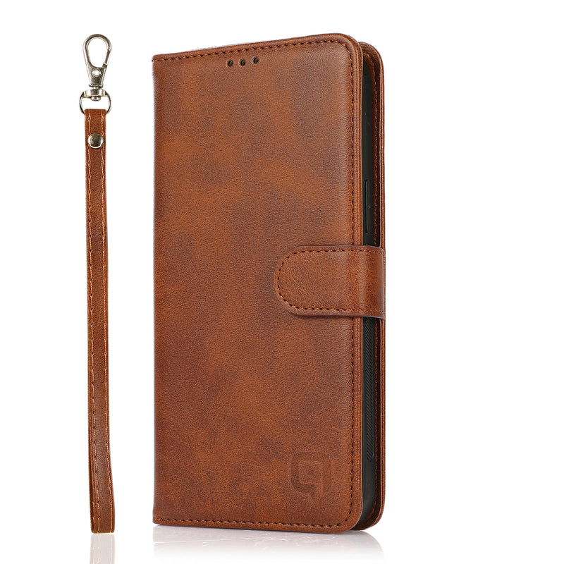 Samsung A51 Uitneembare PU leder hoesje met koord - Antic Brown