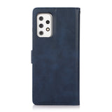 Samsung A73 Uitneembare PU leder hoesje met koord - Antic Blue