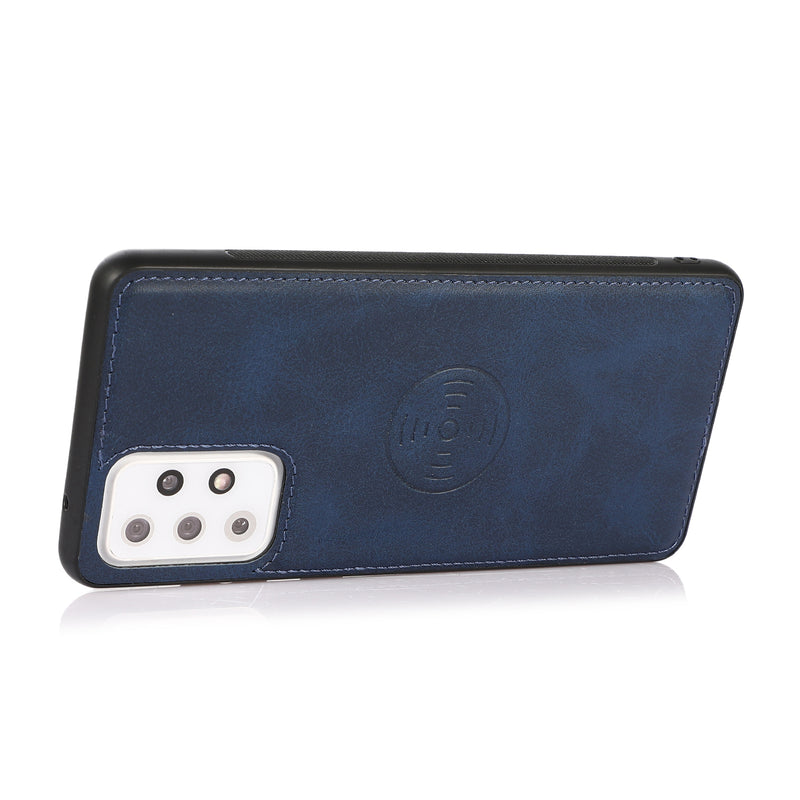 Perfeqt Samsung A72 Uitneembare PU leder hoesje met koord - Antic Blue