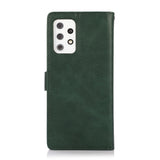 Perfeqt Samsung A73 Uitneembare PU leder hoesje met koord - Dark Mint Green