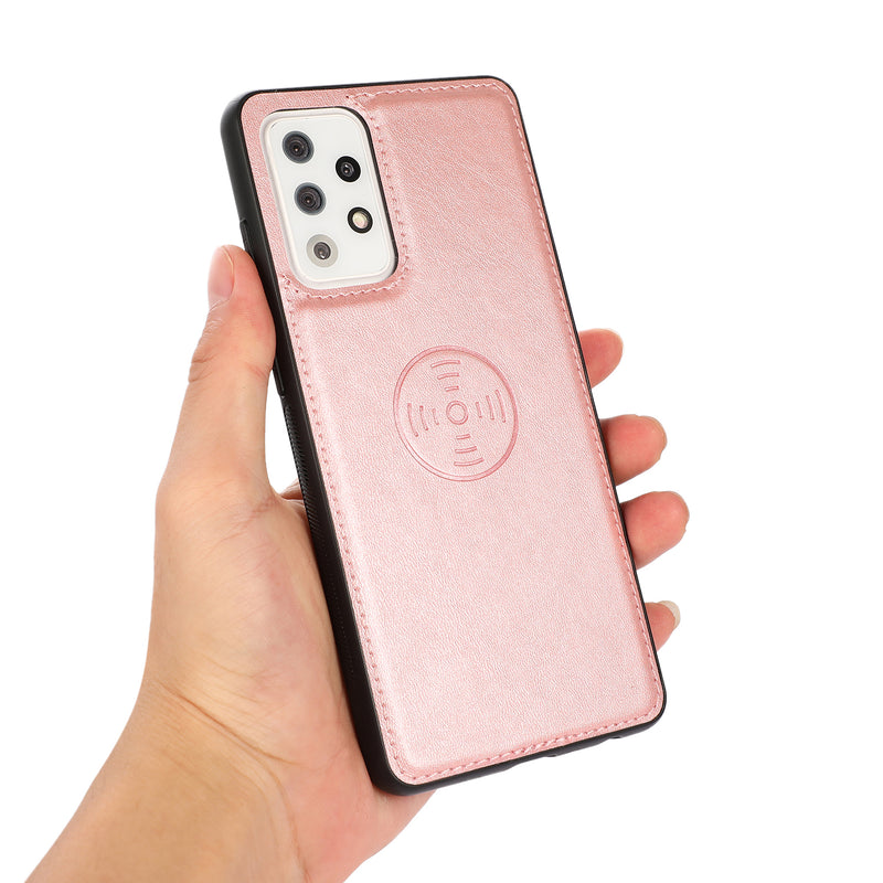 Perfeqt Samsung A73 Uitneembare PU leder hoesje met koord - Rose Gold