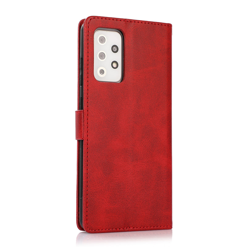 Perfeqt Samsung A72 Uitneembare PU leder hoesje met koord - Red Shade